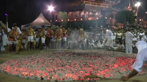 Firewalking Medium Wide Stock Footage 58091034