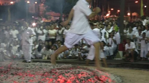 Firewalking Mediums and Devotee Video stock 58091277