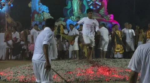 Firewalking Raking and Running Stock-Footage 58091397