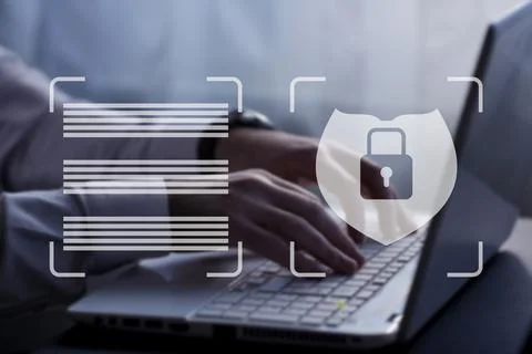 Firewall and internet security concept, secured access to user personal data Stock Photos