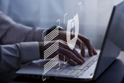 Firewall and internet security concept, secured access to user personal data Stock Photos