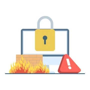 Firewall and network security vector, isolated on white Stock Illustration