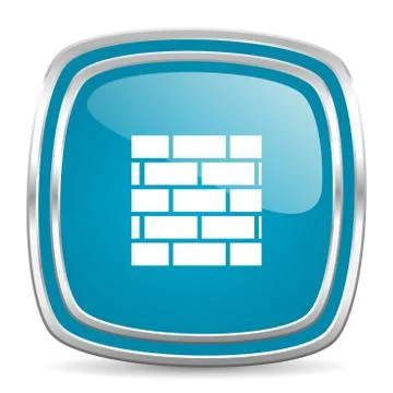 Firewall blue glossy icon Stock Illustration
