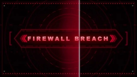 Firewall breach alert digital hud interface with scanning motion background.. Stock Footage 337565528