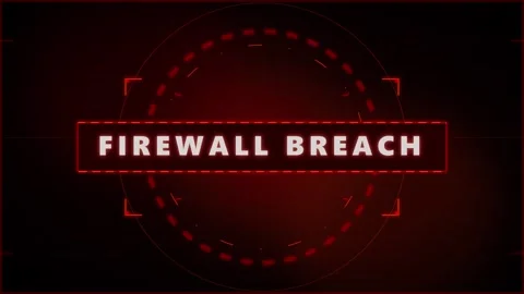 Firewall breach alert warning with red digital hud interface and cyber secu.. Stock Footage 337565530