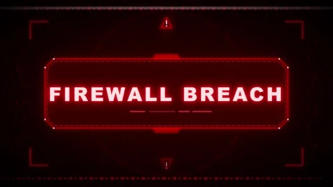 Firewall breach alert warning red cyber security hud interface motion backg.. Stock Footage 337565549