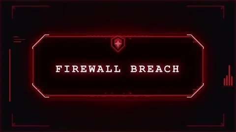 Firewall breach alert warning with red digital hud interface and cyber secu.. Stock Footage 337565550