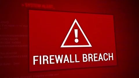 Firewall breach error message concept. Red screen with critical system alert. Stock Footage 305728589
