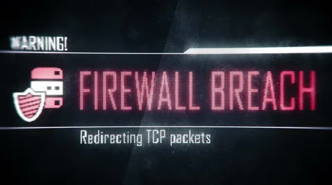 Firewall breach, found vulnerabilities screen text, system message, notification Video stock 62892674