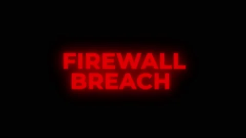 FIREWALL BREACH Red Warning Error Alert Computer Virus alert Hacking Message Stock Footage 219191604