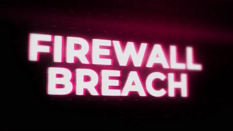 FIREWALL BREACH Warning Alert Error Message flashing on Screen, Computer system Video stock 219099107