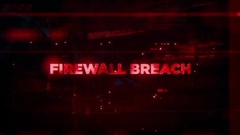 Firewall Breach Word on Hacker concept technology futuristic data background Stock Footage 343555063
