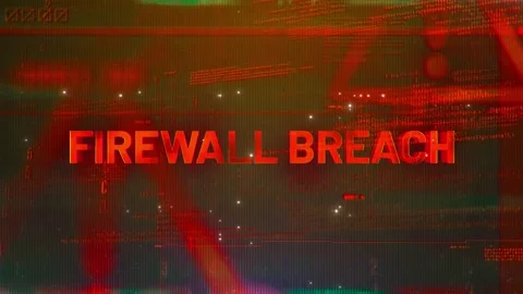 Firewall Breach Word on High Technology Futuristic Background Stock Footage 343554890