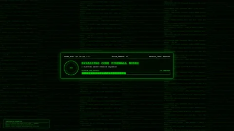 Firewall Bypass Database Breach Cyber Attack Progress Animation. Stock Footage 346968815