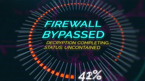 Firewall Bypassed: AI System Uncontainment Speedometer Data Loading Animation Stock Footage 343876089