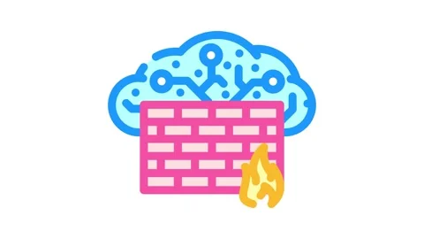 Firewall cloud computing color icon animation Stock Footage 327260000
