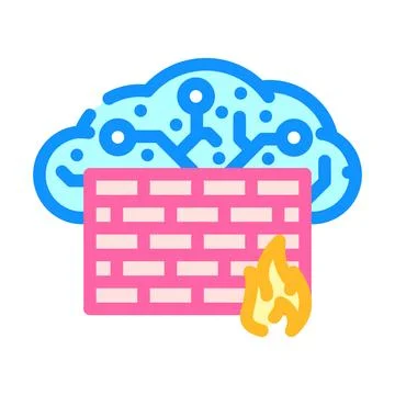 Firewall cloud computing color icon vector illustration Illustrazione stock