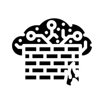 Firewall cloud computing glyph icon vector illustration Stock Illustration