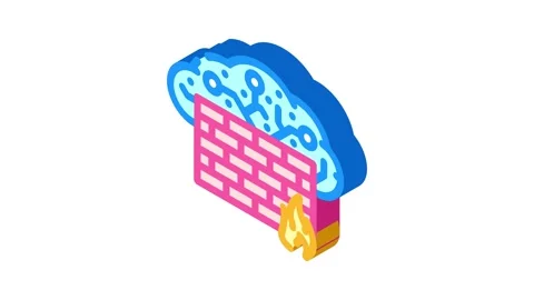 Firewall cloud computing isometric icon animation Video stock 327280930