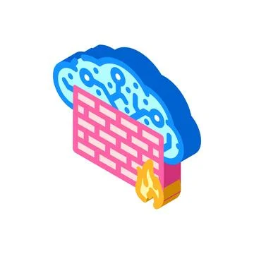 Firewall cloud computing isometric icon vector illustration Illustrazione stock