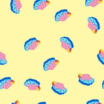 Firewall cloud computing isometric icon seamless pattern Stock Illustration