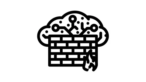 Firewall cloud computing line icon animation Stock Footage 326751986