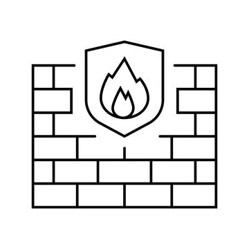 Firewall cloud computing line icon vector illustration Stock Illustration