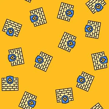 Firewall cloud computing vector seamless pattern Illustrazione stock