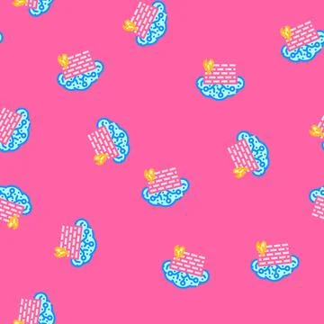 Firewall cloud computing vector seamless pattern Stock Illustration