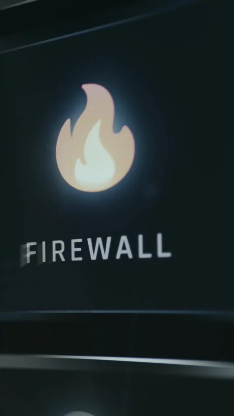 Firewall concept illustrated with a stylized flame icon Stock Footage 335866517