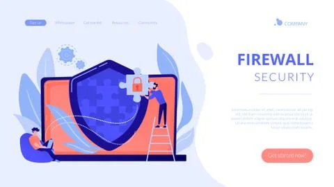 Firewall concept landing page. Stock Illustration