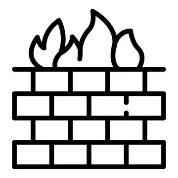 Firewall cyber icon outline vector. Stop fraud Stock Illustration