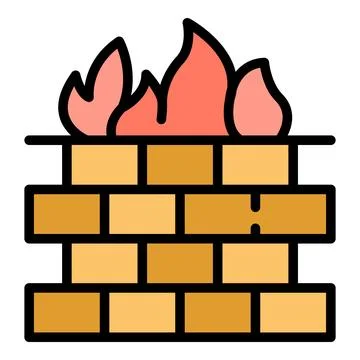 Firewall cyber icon vector flat Illustration