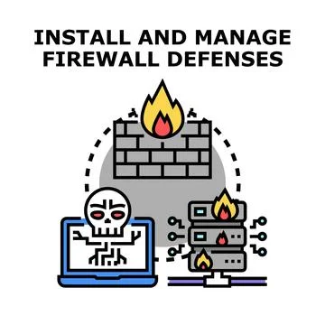 Firewall defenses concept protecting computer network security Stock-Illustration
