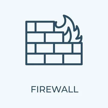 Firewall editable stroke thin vector line icon. Stock Illustration