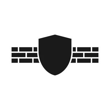 Firewall flat design black icon symbol Stock Illustration