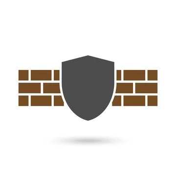 Firewall flat design black icon symbol Stock Illustration