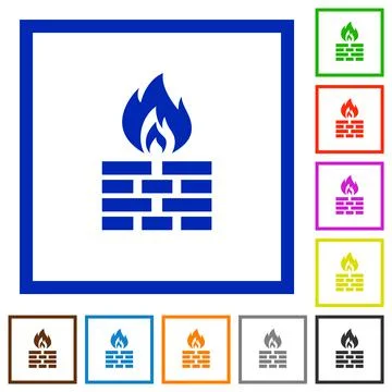 Firewall flat framed icons 스톡 일러스트