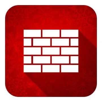 Firewall flat icon, christmas button, brick wall sign. Stock Illustration