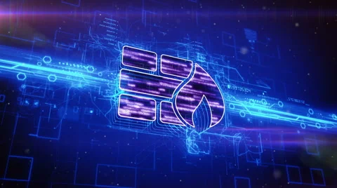 Firewall icon on abstract blue background Video stock 63509411