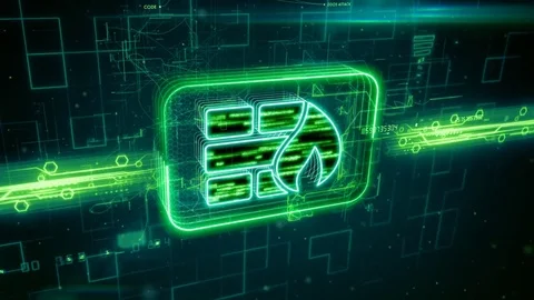 Firewall icon on abstract green background Stock Footage 72685961