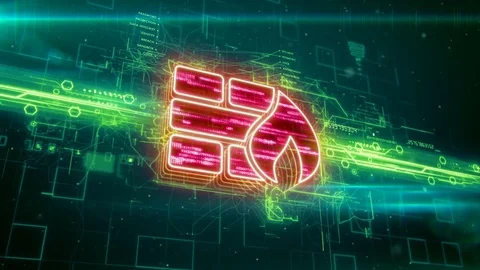 Firewall icon on abstract green background Stock Footage 72685986
