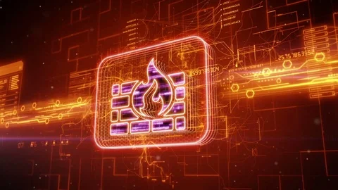 Firewall icon on abstract orange background Stock Footage 72197922
