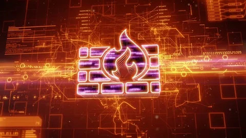 Firewall icon on abstract orange background Stock Footage 72198118