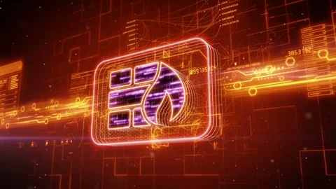 Firewall icon on abstract orange background Stock Footage 72288297