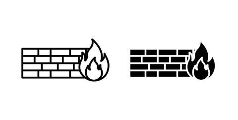 Firewall icon collection in black, Line icons, flat symbols イラスト素材
