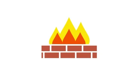 Firewall Icon With Flame And Brick Wall Stock Footage 346804210