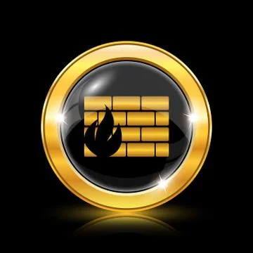 Firewall icon. Internet button on black background. EPS10 vector. Illustrazione stock