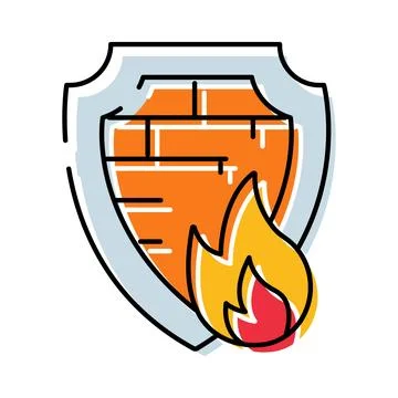 Firewall icon protecting network from cyber threats Stock Illustration