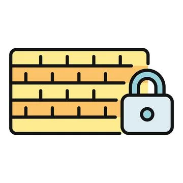 Firewall icon protecting network data privacy security Illustrazione stock